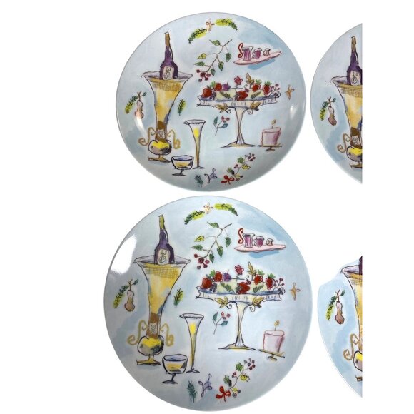 CRATE & BARREL Diane Bigda RSVP Dessert Lunch Salad Appetizer Plates Set of 4 - Picture 2 of 6